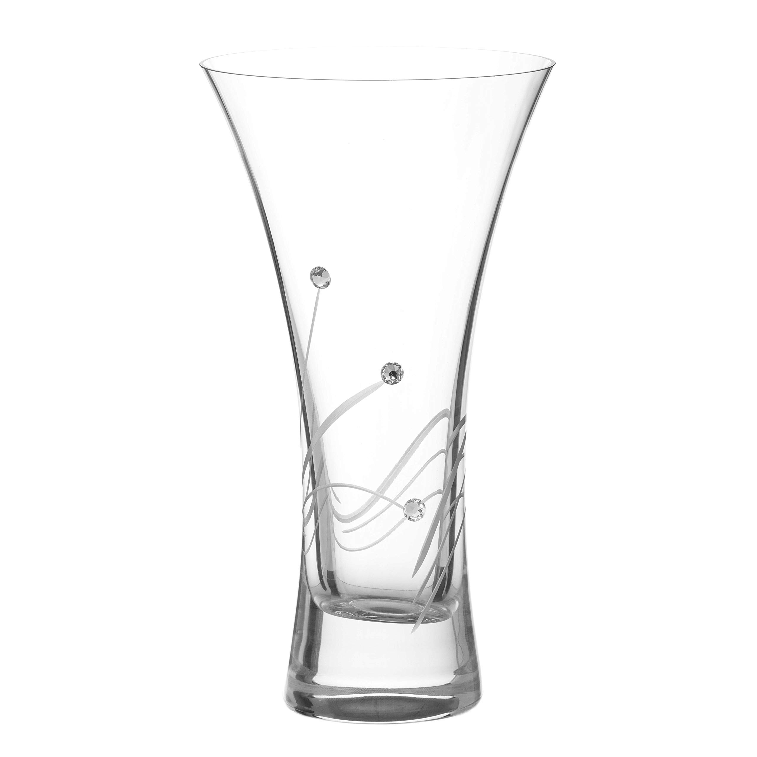 DIAMANTE Trumpet Vase 'Glasgow' - Small Hand Cut Crystal Vase with Swarovski Crystals - 18cm (7 inches tall)