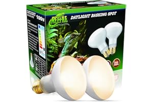 MISDOOD Reptile Heat Lamp 100W, 2 Pack Daylight UVA Basking Light Bulbs with E26 Base for Lizards, Turtles, Snakes and Amphibians