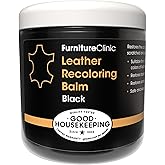 The Original Leather Recoloring Balm by Furniture Clinic - Black Leather Dye for Furniture, Couches & Car Seats - Restore Scratched, Faded, & Damaged Surfaces
