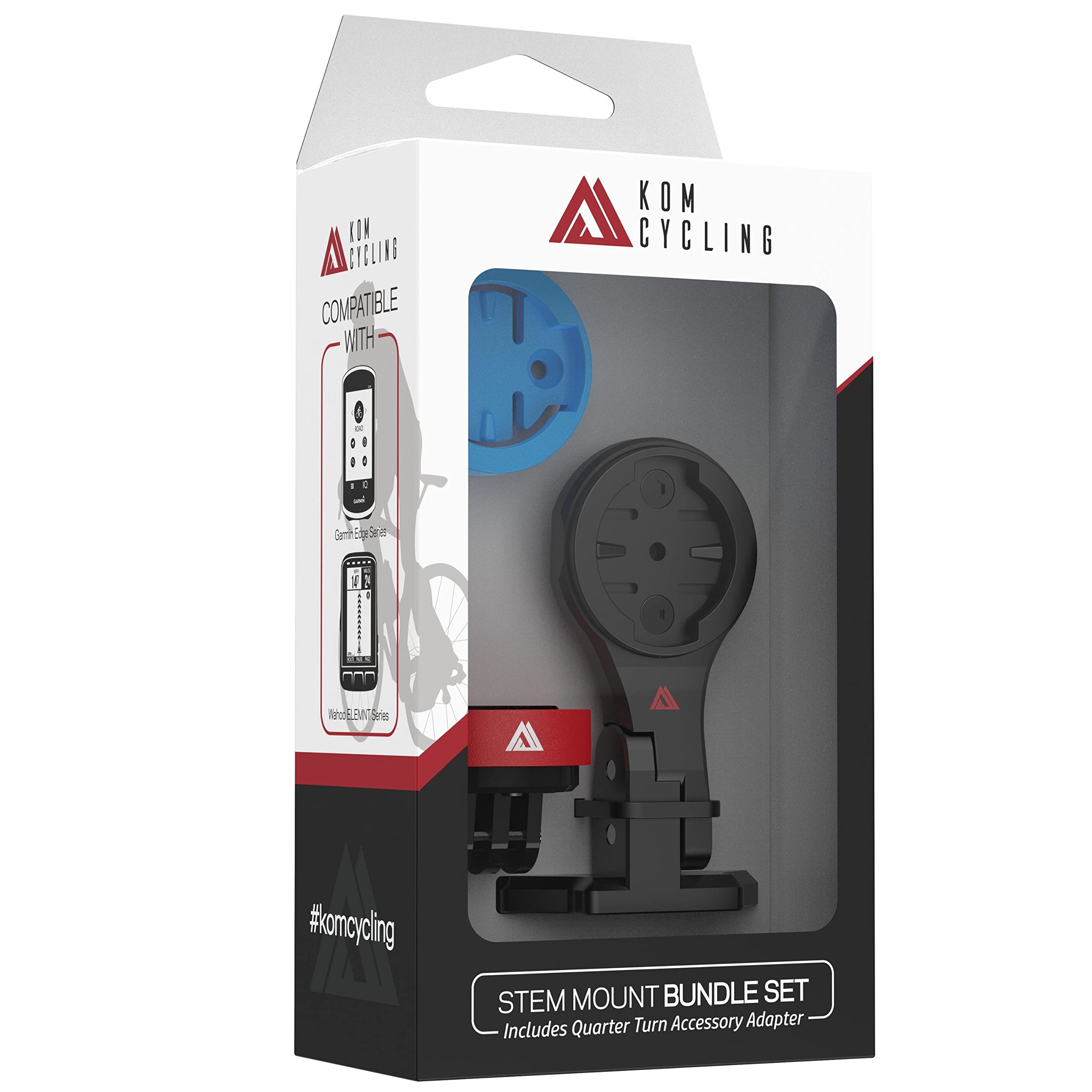 KOM Cycling Quick Release Stem Mount for Wahoo and Garmin Bike Computers (Edge 1040, Elemnt Roam, Elemnt Bolt v2) Compatible with GoPro Accessories