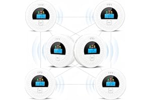 SOEWOLIT 6-Pack Interconnected Smoke and Carbon Monoxide Detector, Battery Operated, Silence/Test Button, Smoke & CO Alarm for Any Room