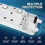 PARTH 2M Extension Lead with USB Slots 3 Way 13A 2 Metre 3 Gang view 6