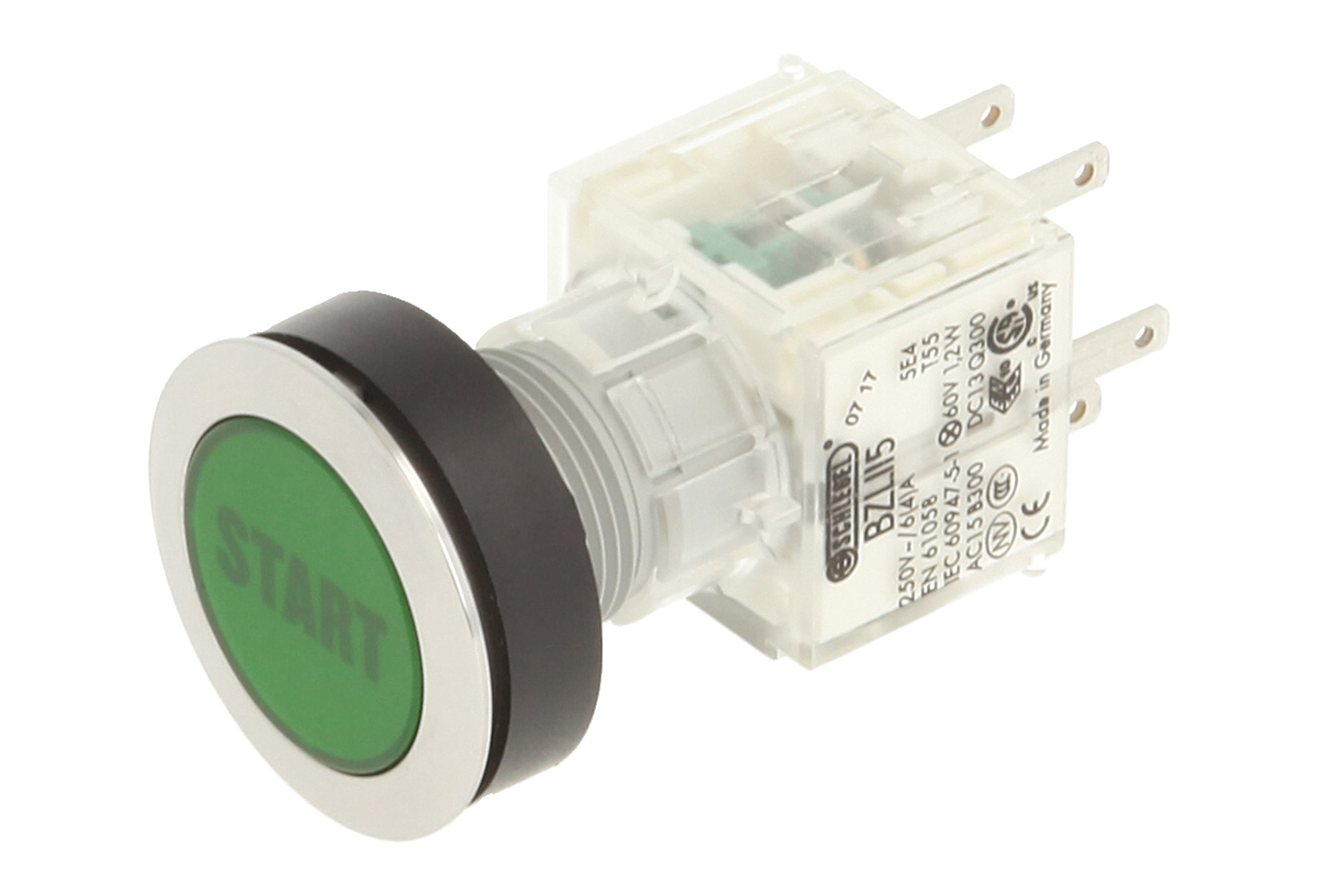 Club 23.000.645 Stainless Steel Push Button Switch Cap, Bezeichungs Child Start Light Up Push Button Contact Sensor 2 Closers 24 V LED Green (Pack of 2)