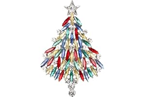 BriLove Merry Christmas Tree Brooch Xmas Star Rhinestone Marquise Decorative Gift for Women