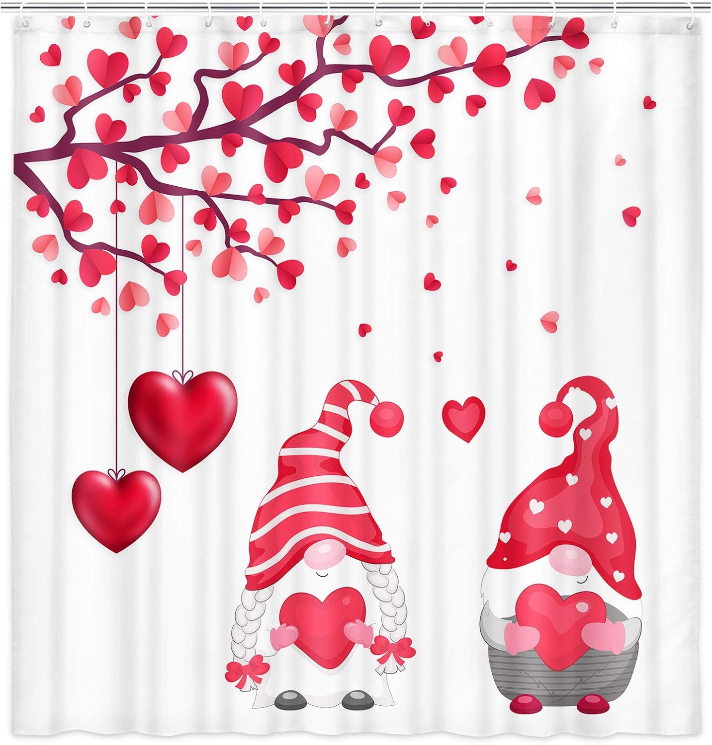 Valentine's Day Shower Curtain, Valentines Day Red Pink Loving Hearts