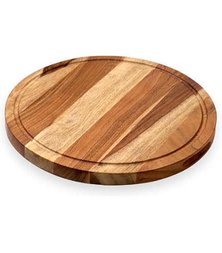 Round Wooden Serving Tray & Chopping Board – Natural Wood, 10-inch, For Charcuterie, Pizza, Bread & Desserts