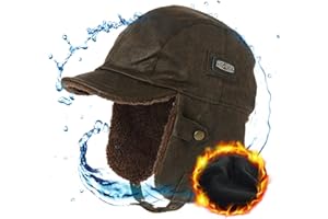 Siggi Unisex Pilot Hat Aviator Cap Leather Adult Brown Mens Women Winter Trapper Hunting Hats