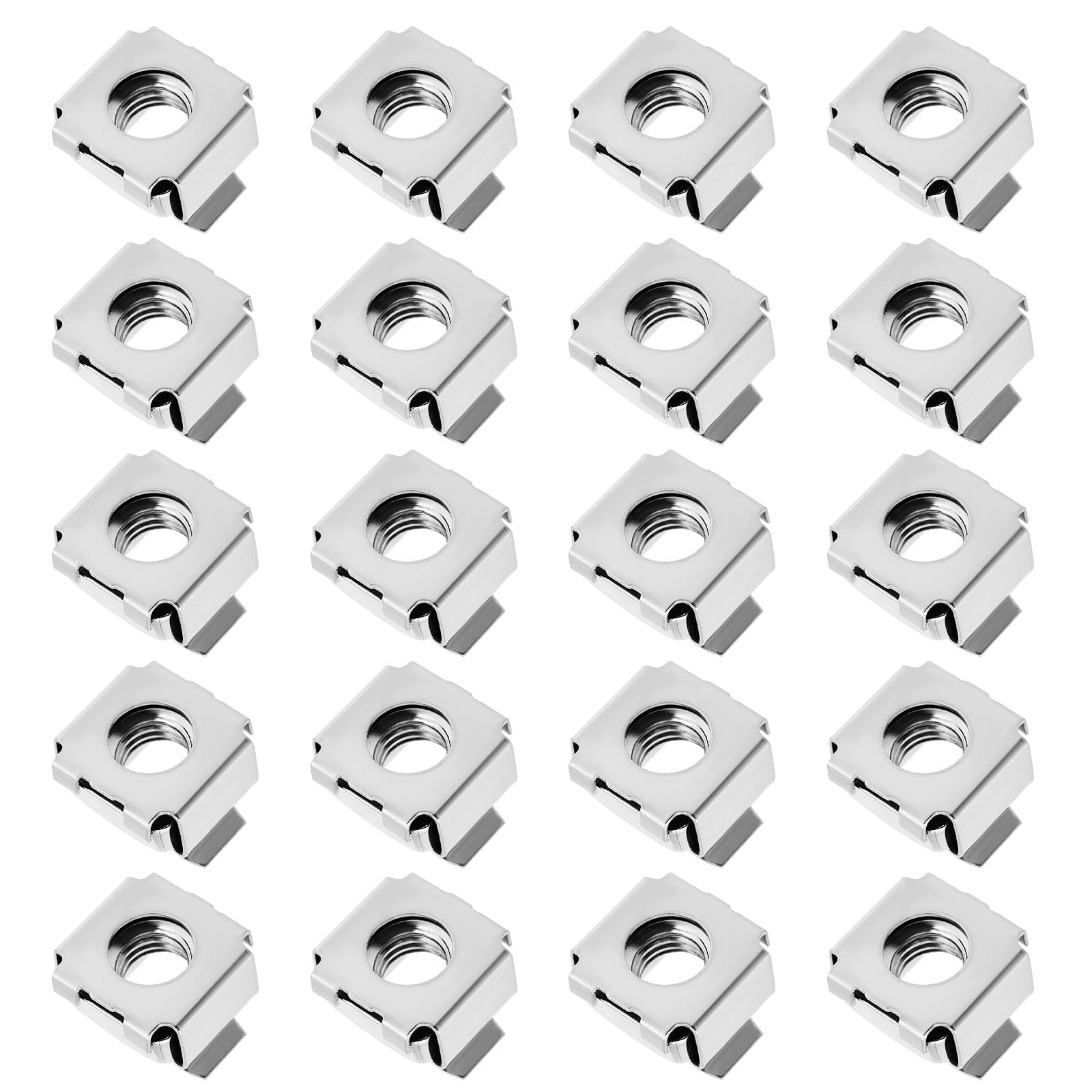 EMSea 20pcs M8 Cage Nuts 304 Stainless Steel Nuts Assembly Kit for Network Cabinets Server Cabinets Electronics Casings Racks Silver