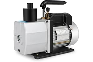 GYZJ 5CFM Dual Stage Vacuum Pump (1/4" or 3/8" Inlet Port,1/2 HP,0.3 PA,15 microns) Rotary Vane Pump for HVAC/Auto AC Refrigerant Recharging R22 R410A R134A R404A R502 R407C