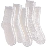 LANLEO 5/6 Pairs Womens Super Soft Fuzzy Plush Warm Winter Home Sleeping Slipper Socks
