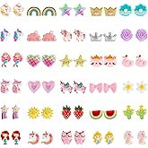 NEWITIN 30 Pairs Magnetic Stud Earrings for Girls Clip on Earring Hypoallergenic Magnet Studs Non Piercing Girls Earring Cute Magnetic Earrings for Kids Women