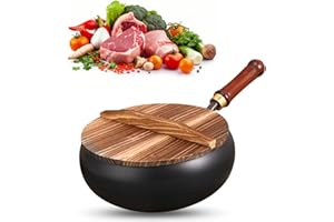 Japanese Cast Iron Pot, Japanese Non Stick Cast Iron Pan, Hand Forged Irons Pan with Lid Stir Fry Wok Skillet, Handmade Hamme