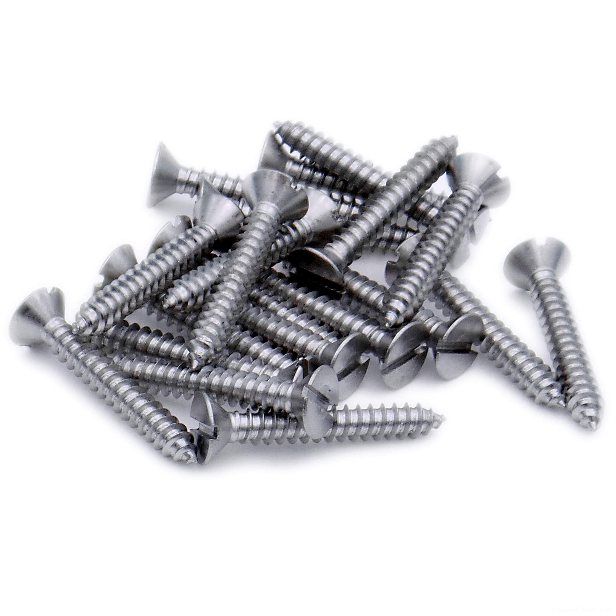 No.6 x 1.25 (3.5mm x 32mm) Slot Countersunk Self-Tapping Screw - Stainless Steel (A2) (Pack of 20)