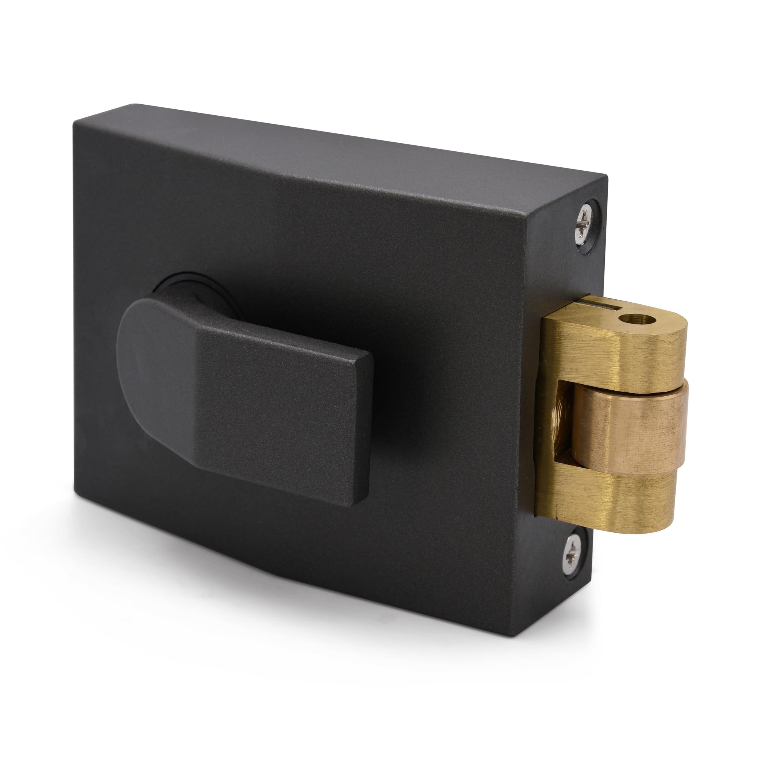 TSS Modern Style Rollerbolt Nightlatch, 60mm Backset, Push Pull Action Rollerbolt (Dark Grey Lock/Brass Cylinder)