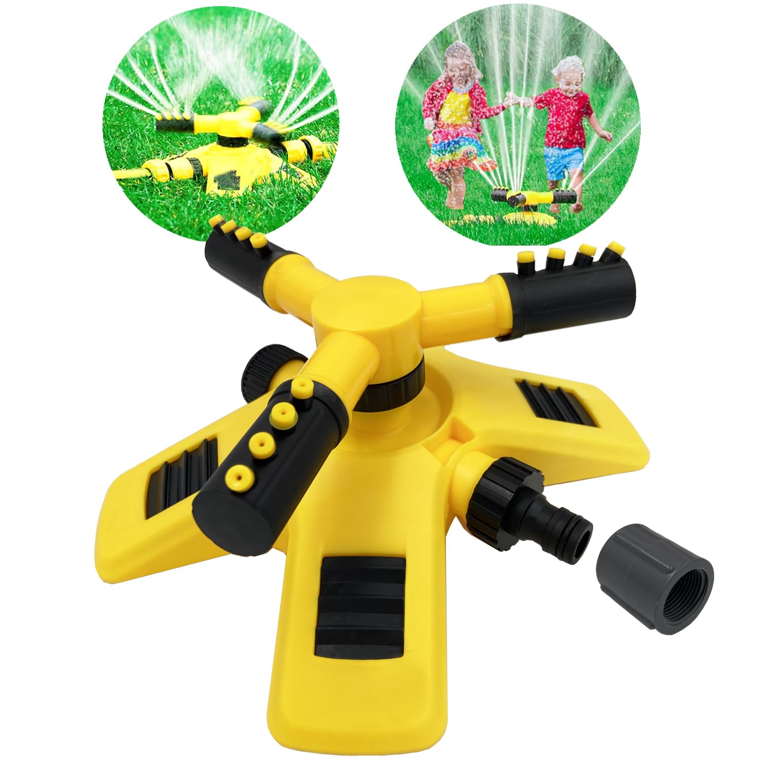 thumbnail image 2 of Kids Water Sprinkler Toy With Rotating Nozzles - Attaches To Garden Hose For Summer Outdoor Backyard Fun 2 of 13