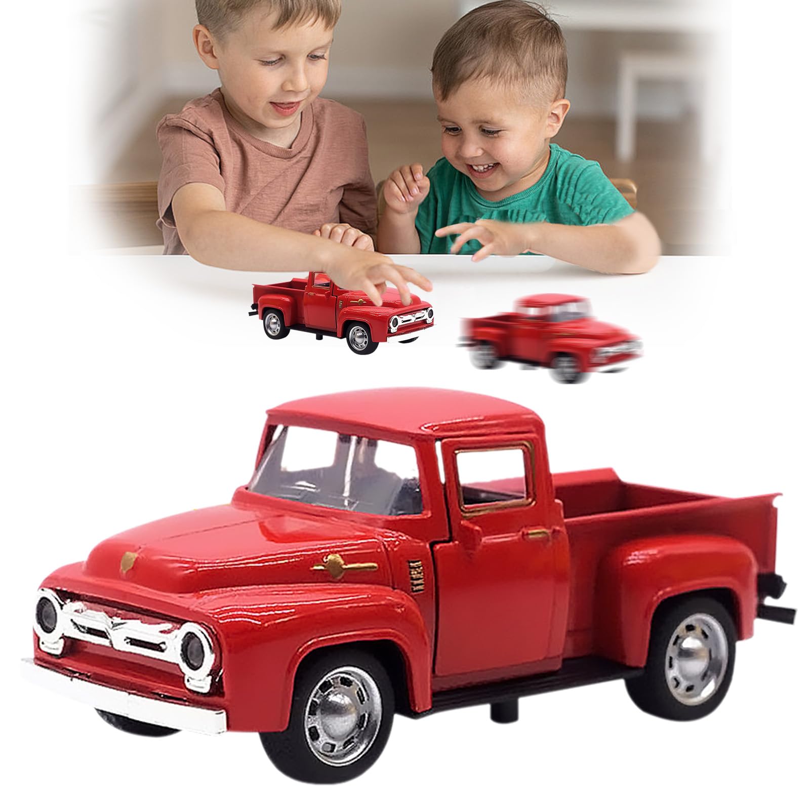 Photo 1 of AGSIXZLAN Little Red Truck Toy for Toddlers 2 3 4 5 6 7 8 Year Old Boys Girls,1:32 Alloy Toddlers Car Toy Driveable,Car Door Can Open,Toy Trucks for Kids Easter Christmas Birthday Gifts