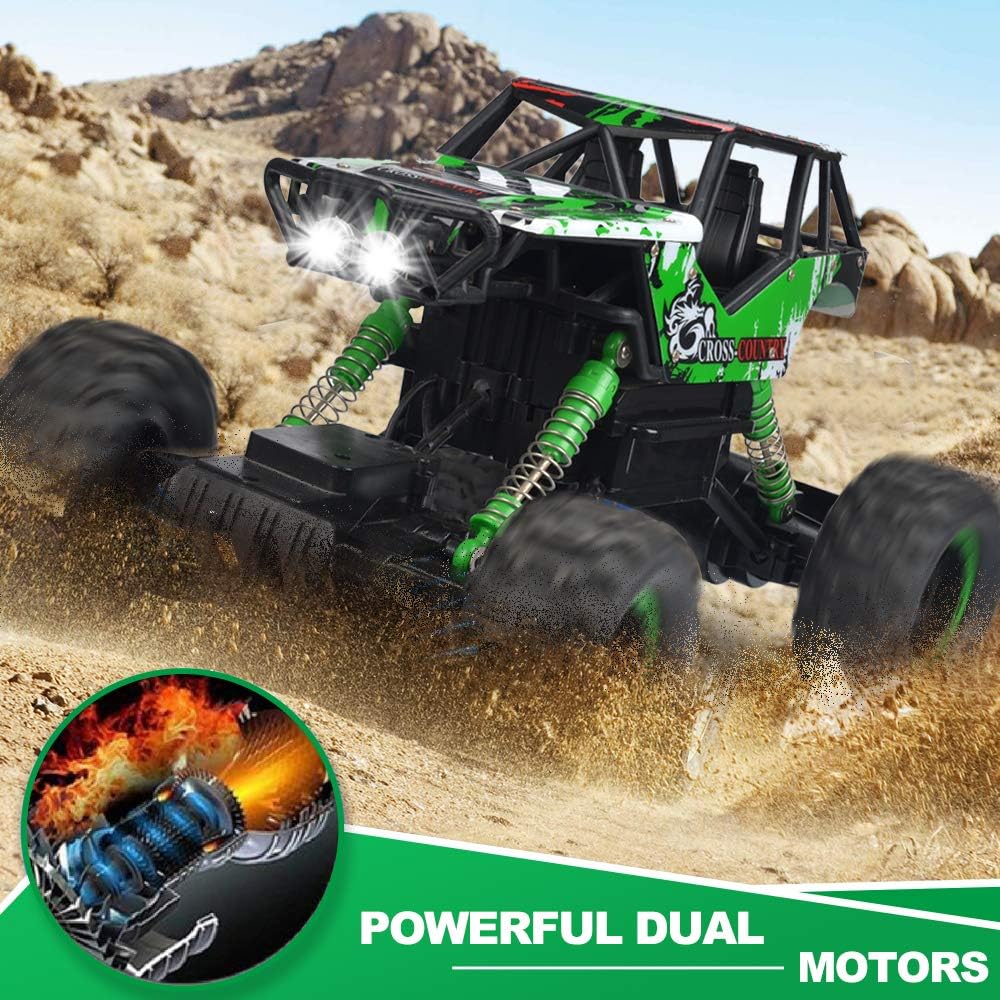 DOUBLE E RC Car 1:12 Remote Control Car Monster Trucks with Head Lights 4WD Off All Terrain RC Car Rechargeable Vehicles: Toys & Games