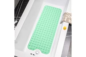TreeBud Bathtub Mats for Shower Tub - Non Slip TPE Bath Mat 39 x 16 Inch Extra Long Bath Mat, Bath Tub Mat for Bathroom with Machine Washable (Light Green)