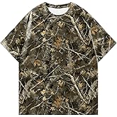 GORGLITTER Men's Camo Oversized Tshirt Graphic Y2K Crewneck Short Sleeve Boxy Summer Vacation Streetwear Tee Tops