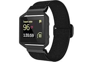 ESeekGo Elastic Bands Compatible for Fitbit Blaze Bands for Men Women, Nylon Adjustable Stretchy Loop Braided Straps with Metal Frame Compatible for Fitbit Blaze Bands for Women Men