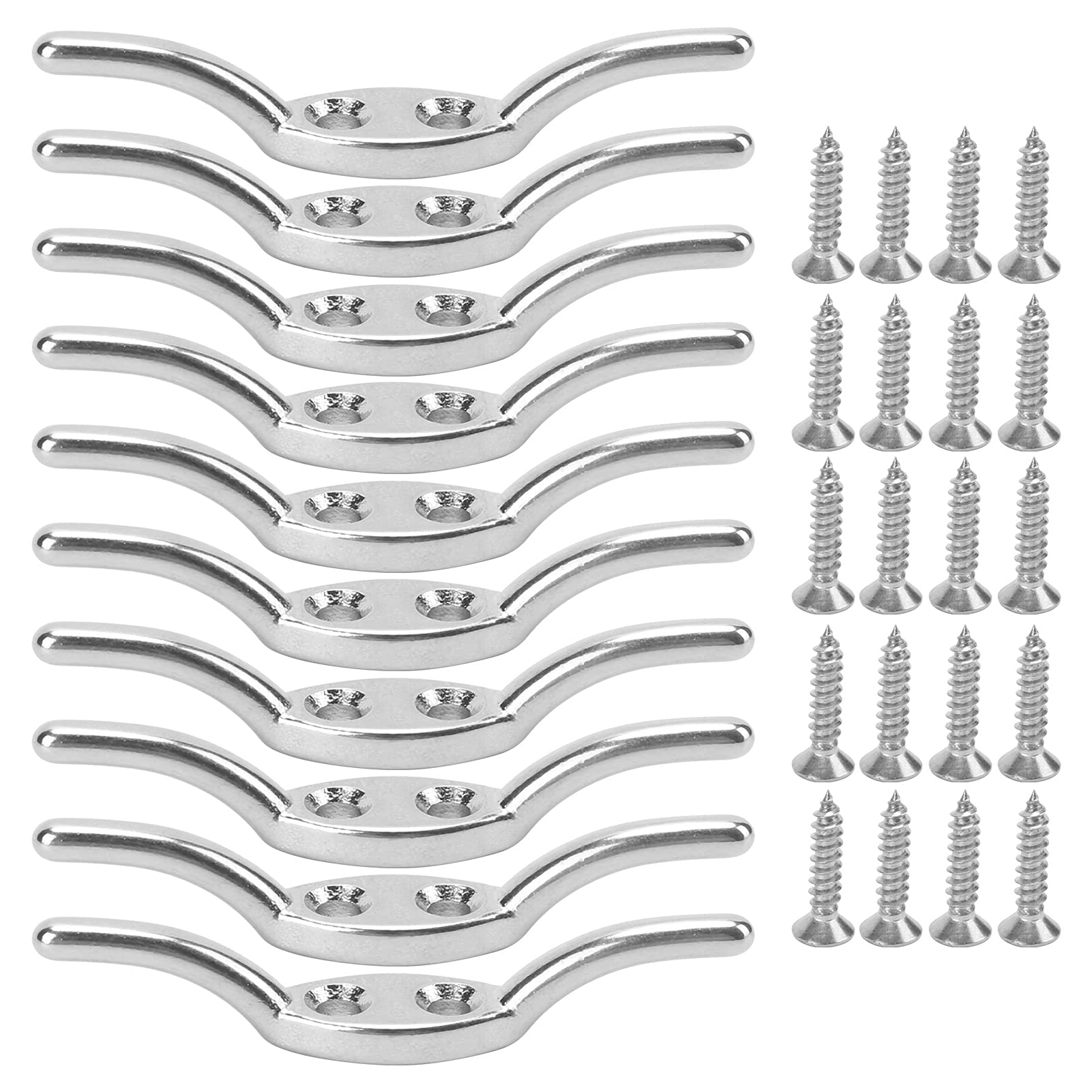 Snufeve6 Flagpole Rope Cleats, Firm Stable Rope Cleat Hook Stainless Steel Easy Installation for Boats Yachts