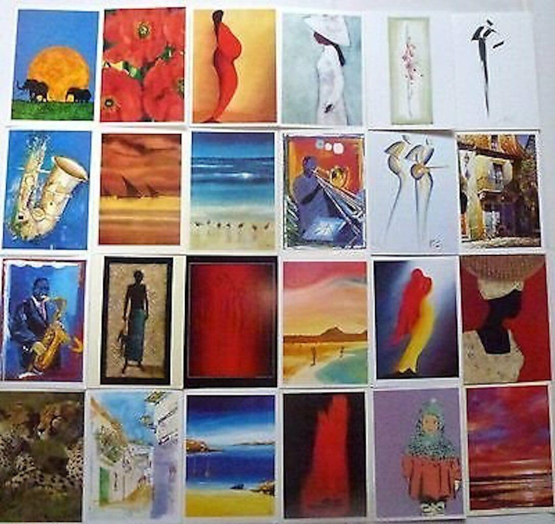 12 Prime Arts assorted blank greeting cards assorted - African, various landscapes, people culture, animals, flora and fashion