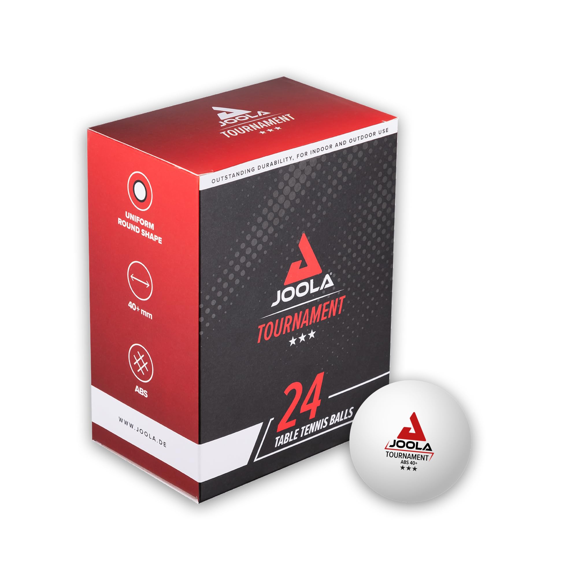 JOOLA Tischtennisbälle Tournament Selektierte 40+mm Durchmesser, 3-Stern Premium Tischtennis Bälle Indoor und Outdoor Kompatibel, Weiß (24er Pack)
