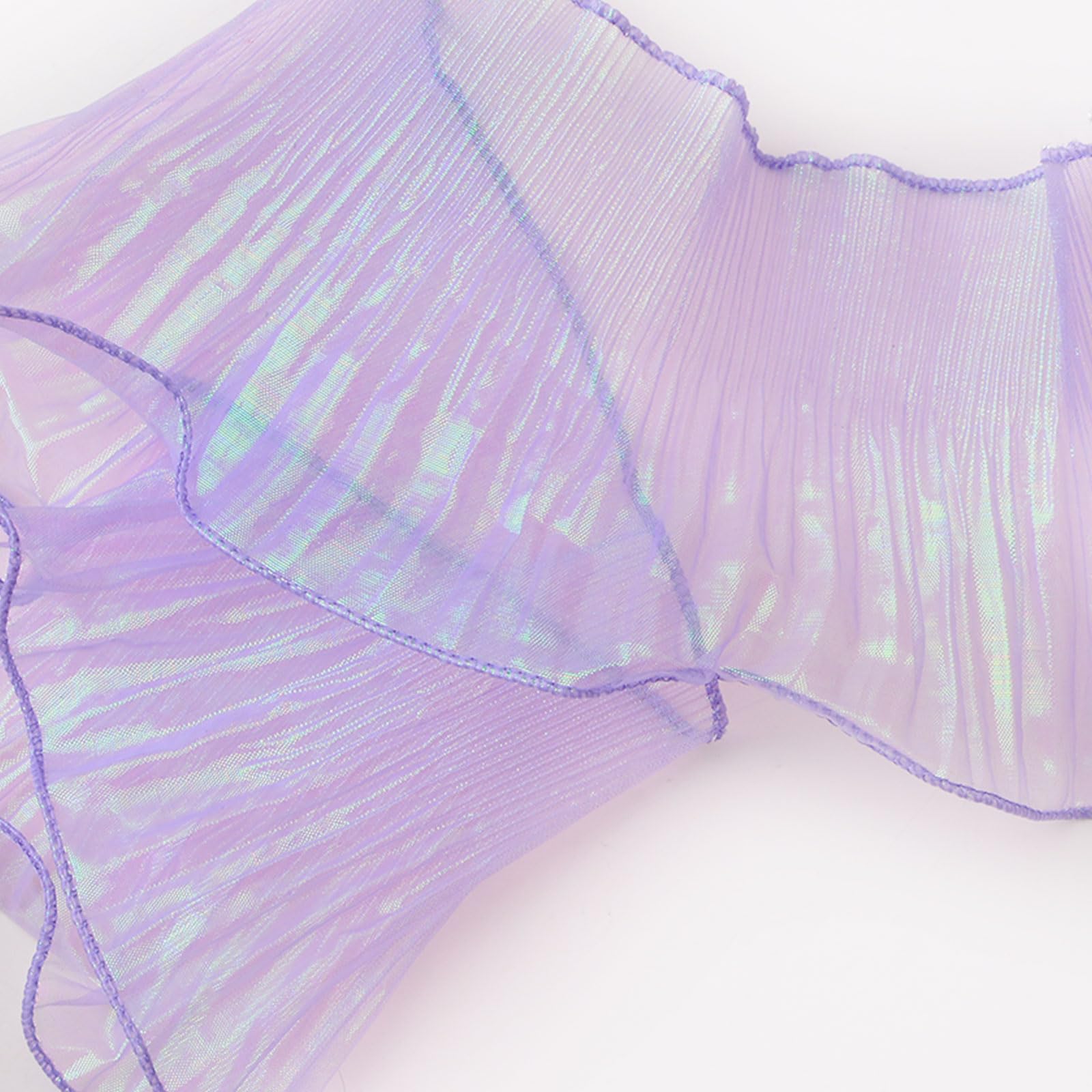 URROMA Lavender Ruffle Pleated Chiffon Trim, 5 Yards Pleated Satin Lace Ribbon Fabric Applique Trimming Craft Sewing Clothing Dress Bag Decoration