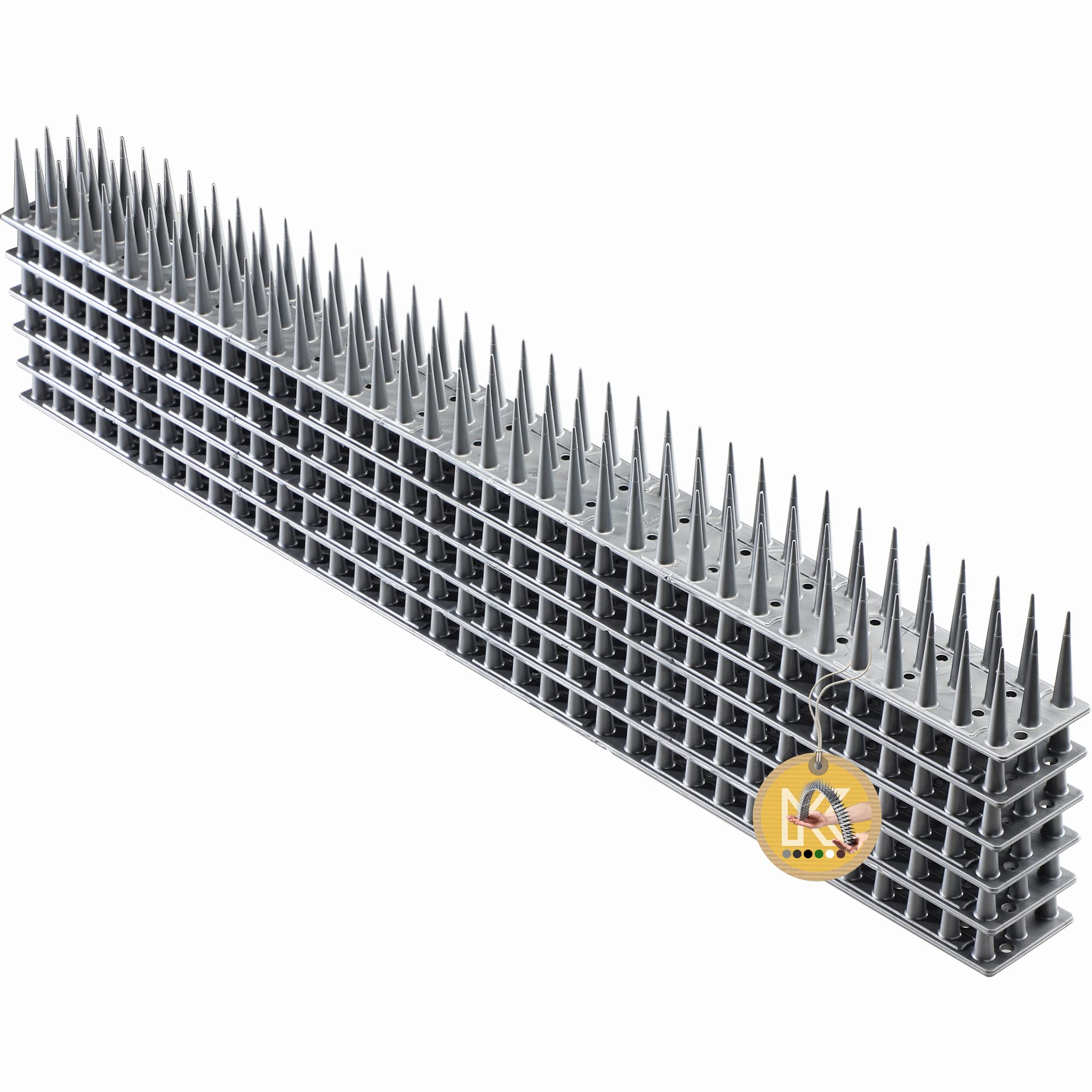 KADAX Plastic Bird Spikes, 51 x 4 x 3 cm, Wall Spikes, Fence Tops Spikes, Pigeon Repellent, Deterrent for Birds, Cats, Anti Climb Spikes, Squirrel Repellent (6, Silver)