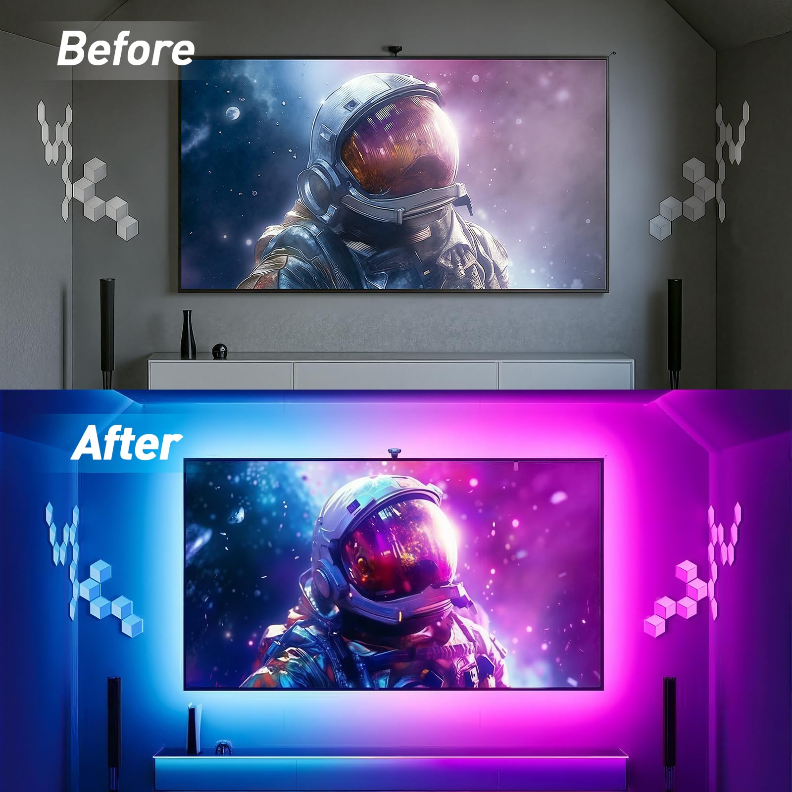 LED TV Hintergrundbeleuchtung, 5m LED Streifen für 45-75 Zoll TV, USB Led Strip mit Musik Sync, RGB TV Backlight Bluetooth APP&Fernsteuerung, Led Fernseher Beleuchtung für Deko (16.4FT for 45"-75"TV) 4