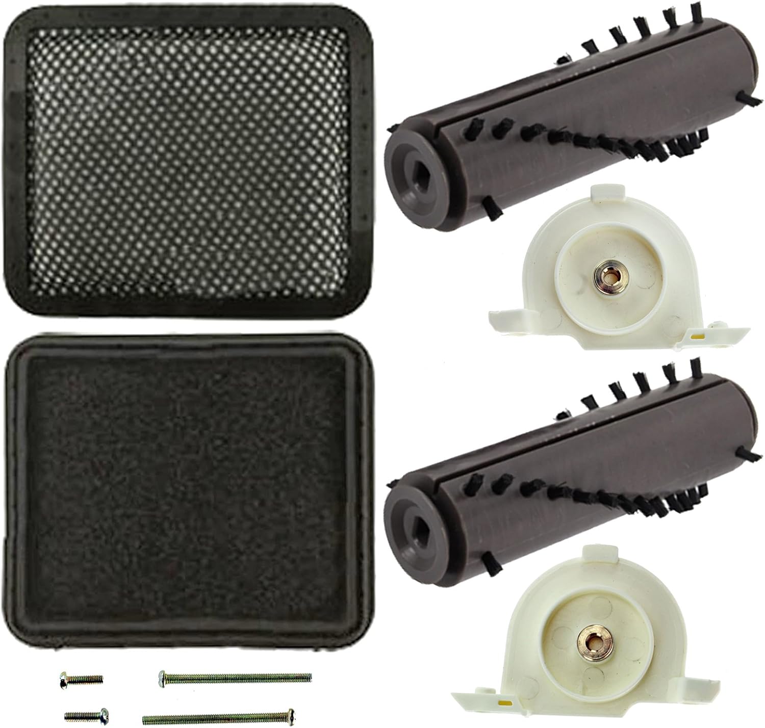 SPARES2GO Complete Brushroll End Caps + Washable Filter Pads Kit for