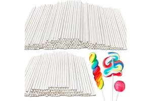 Anyumocz 400PCS 4-Inch White Lollipop Paper Sticks Cake Pops Stick for Candy,Chocolate,Cookie,Dessert