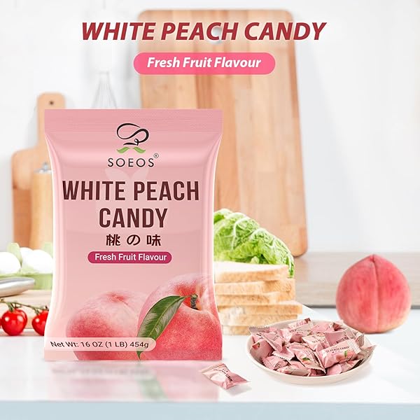 SOEOS WHITE PEACH HARD CANDY, CLASSIC SERIES CHINESE HARD CANDY, 16 OZ (PACK OF 1)