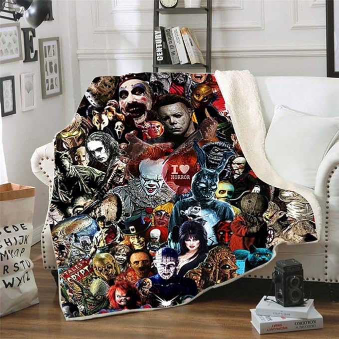 YEARGER Horror Movie Characters Blanket, Thicken Warm Fleece Square