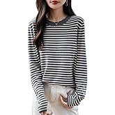 Ciovkis Women's Merino Wool Blend Sweater 2025 Fall Winter Casual Crew Neck Striped Long Sleeve Knit Pullover Sweater