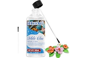 ERCORART Edible Glue for Cake Decorating - Transparent Edible Flowers Cake Adhesive for Fondant, Icing Decorating, Cookie, Baking, Buttercream - 100ml/3.4 oz