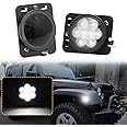 Aexploer Side Marker Lights Compatible with Wrangler JK 2007-2018 Front Fender Full LED Lamp Assembly Smoked Lens (White Light)