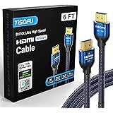 TISOFU [Ultra Certified] 8K HDMI Cable 6FT: HDMI 2.1 Cables 48Gbps High Speed Premium Braided Cord 8K@60Hz 4K@120Hz 4K@144Hz 