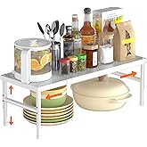 Expandable adjustable stackable kitchen organizer,Spice Racks,Counter Shelf for Cabinets,Small Cupboard Organizers,Heavy Duty Metal Pantry Storage Shelves Racks for kitchen, cabinet, study, bathroom