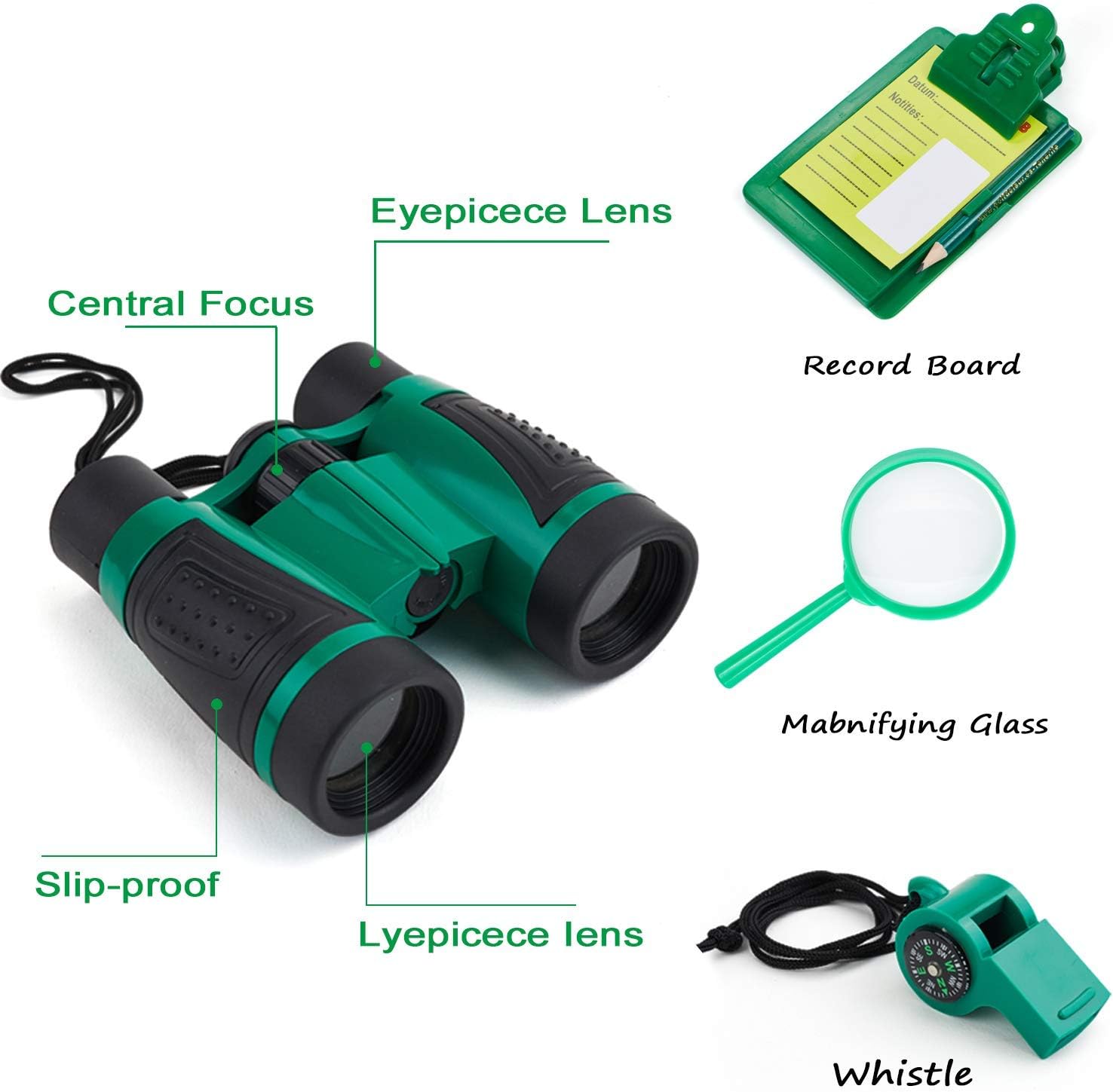 17Pcs Kids Explorer Kit Outdoor Adventure with Costume Cargo Vest and Hat, Binoculars, Flashlight, Butterfly Net Nature Exploration Camping Hiking Toy Birthday Gifts for Kids Boys Girls 3+ Years Old: Toys & Games