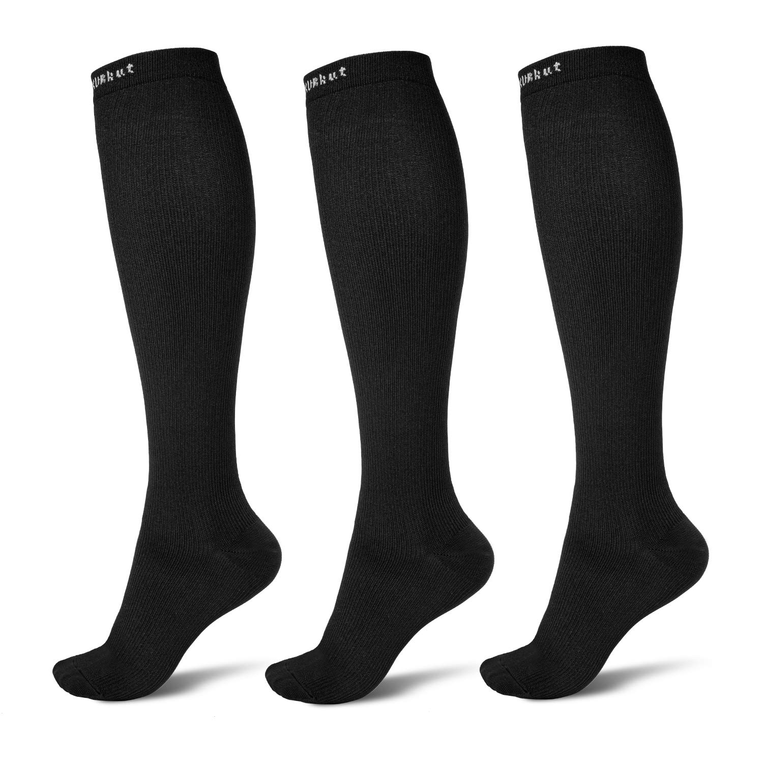3 Pairs Compression Socks for Men Women 15-20mmHg Compression Stockings Flight Socks Sports Knee High Long Socks (S-M)