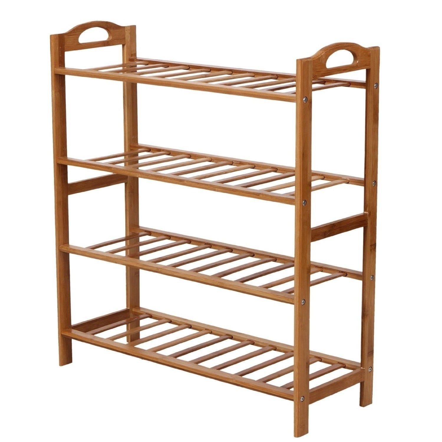 WoodLuv 4Tier Natural Bamboo Wooden Shoe Rack Storage