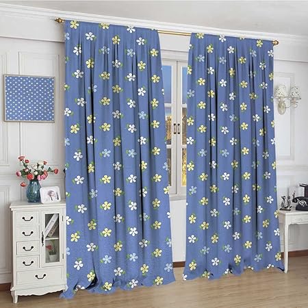 Smallbeefly Floral Fabric Window Curtain White And Yellow Cute