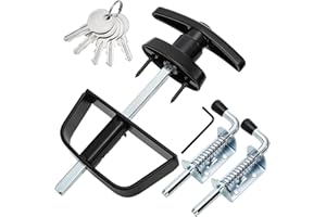 WRINGKIT Shed Door Latch Kit, T-Handle Lock with 5 Keys and 2 Spring Loaded Latches, 5-1/2" Stem Shed Door Hardware Lock for Storage Barn, Gates, Rvs, Chicken Coops, Garages, Playhouses
