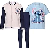 Disney Lilo & Stitch Girls Bomber Jacket, T-Shirt and Legging Set for Toddlers and Big Kids