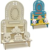 3-Tier Dia De Los Muertos Altar Ofrenda Kit, Wooden Day of The Dead Altar | Mini Solecito Ofrenda Shadow Box for Dia De Los Muertos Decorations, Halloween, Thanksgiving, Christmas Remembrance