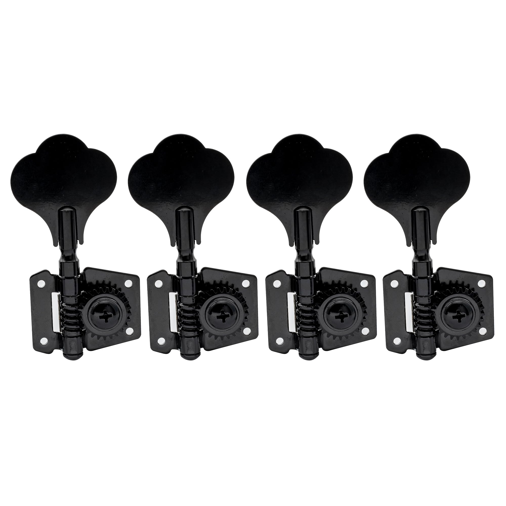 Musiclily 4-in-line Open Gear Bass Tuners Tuning Pegs Keys Machine Heads Set, Black(4 Pieces)