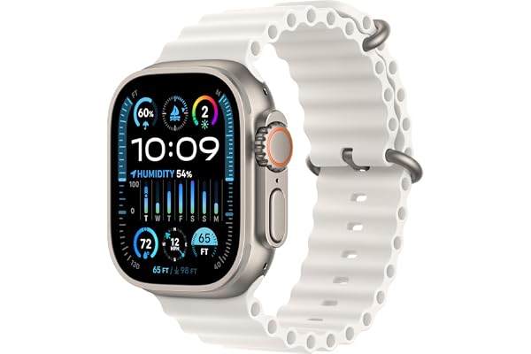 Apple Watch Ultra 2 [GPS + Cellular, 49mm] - Titanium Case With White Ocean Band, One Size (Renewed)