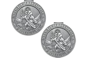ANOWVI Saint Christopher Medal for Car, Visor Clips for Cars, St Christopher Medal for Car Visor, Gift for Drivers, Car Travel Accessories for Long Trips Families, Friends (Style1, 2 Pack)