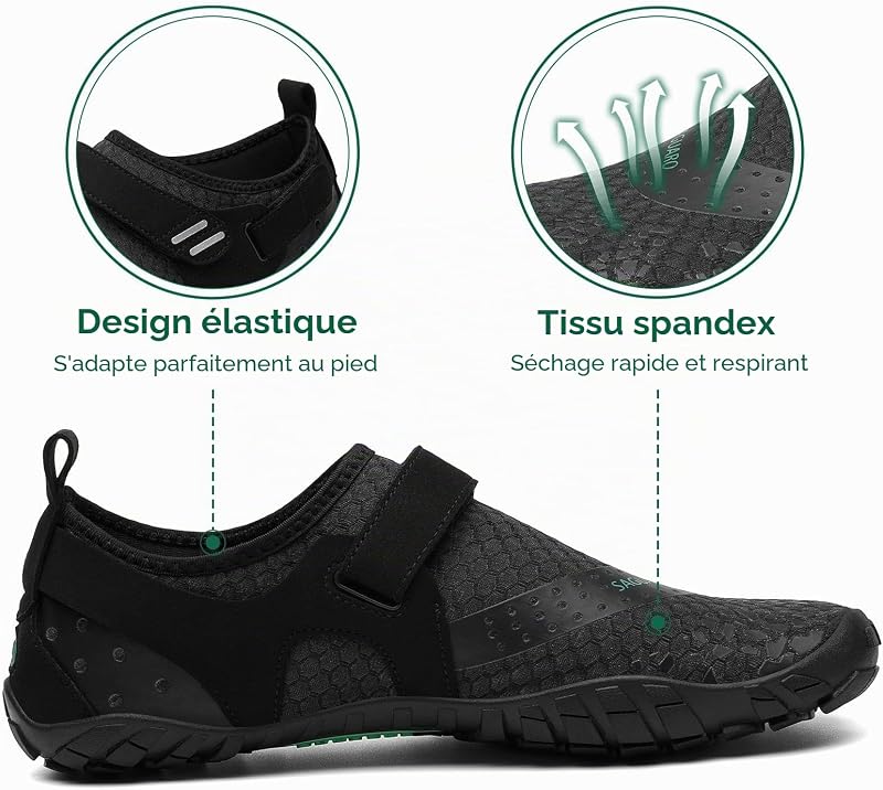 Chaussure Minimaliste Homme Barefoot Shoes Femme Légère Randonnée Chaussures de Trail Running Outdoor Fitness Barefoot Shoes avec Semelle Zero Drop Nuit Noire,GR.41